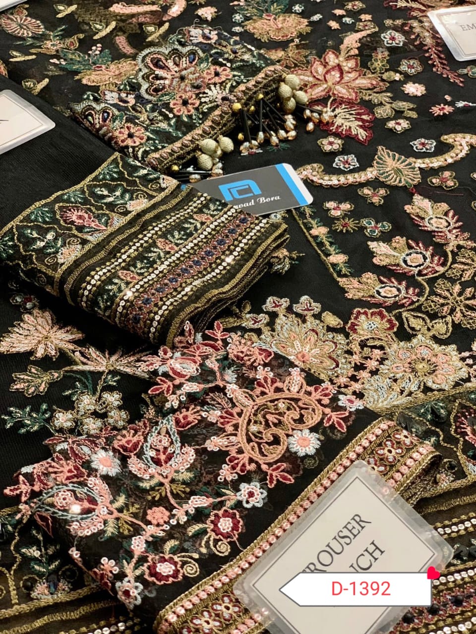 Baroque Heavy Embroidered Addawork Formal Bridal Collection-Black