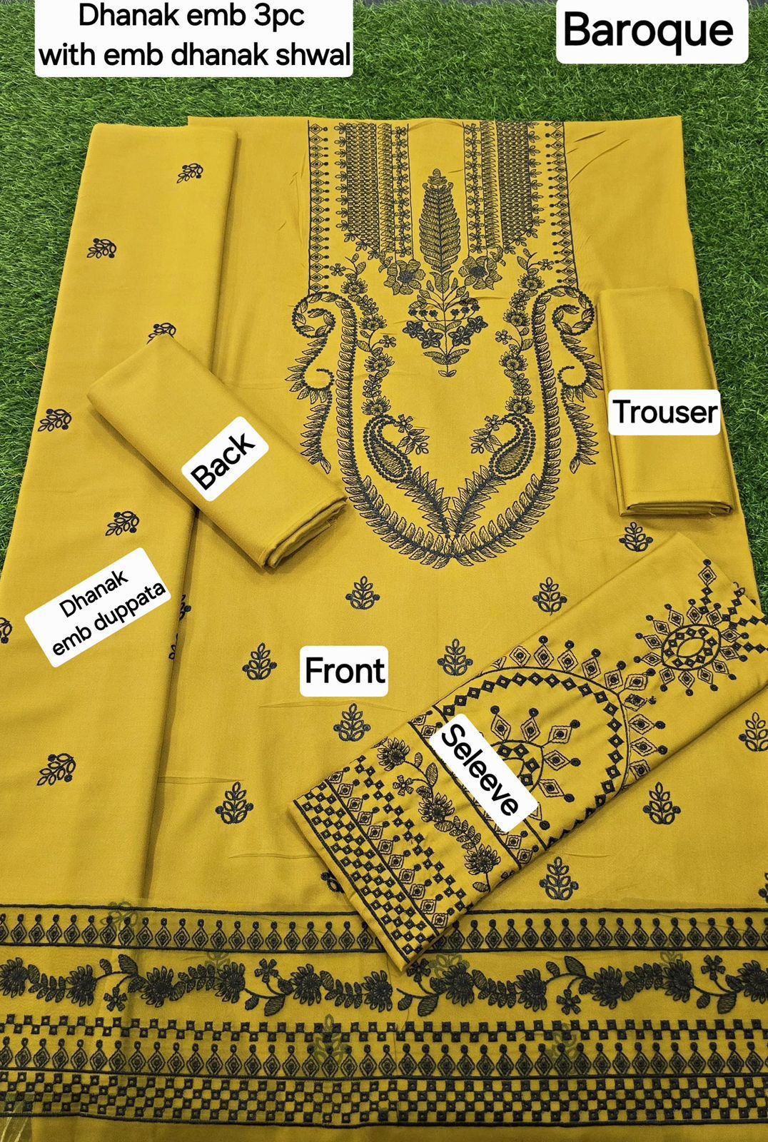 DHANAK EMB 3pc WITH DHANAK EMB DUPPATA