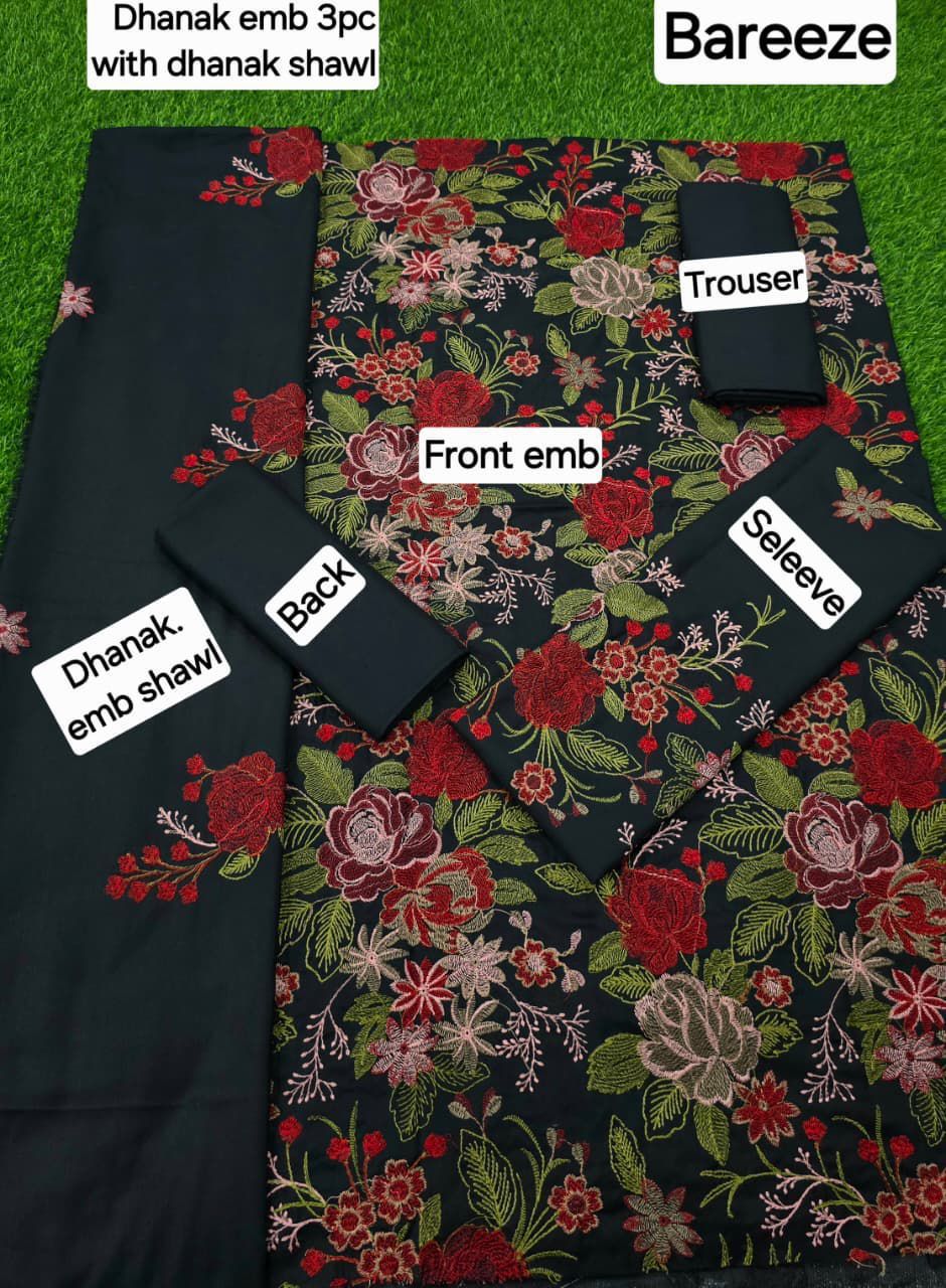 DHANAK EMB 3pc WITH DHANAK EMB DUPPATA