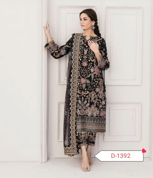 Baroque Heavy Embroidered Addawork Formal Bridal Collection-Black