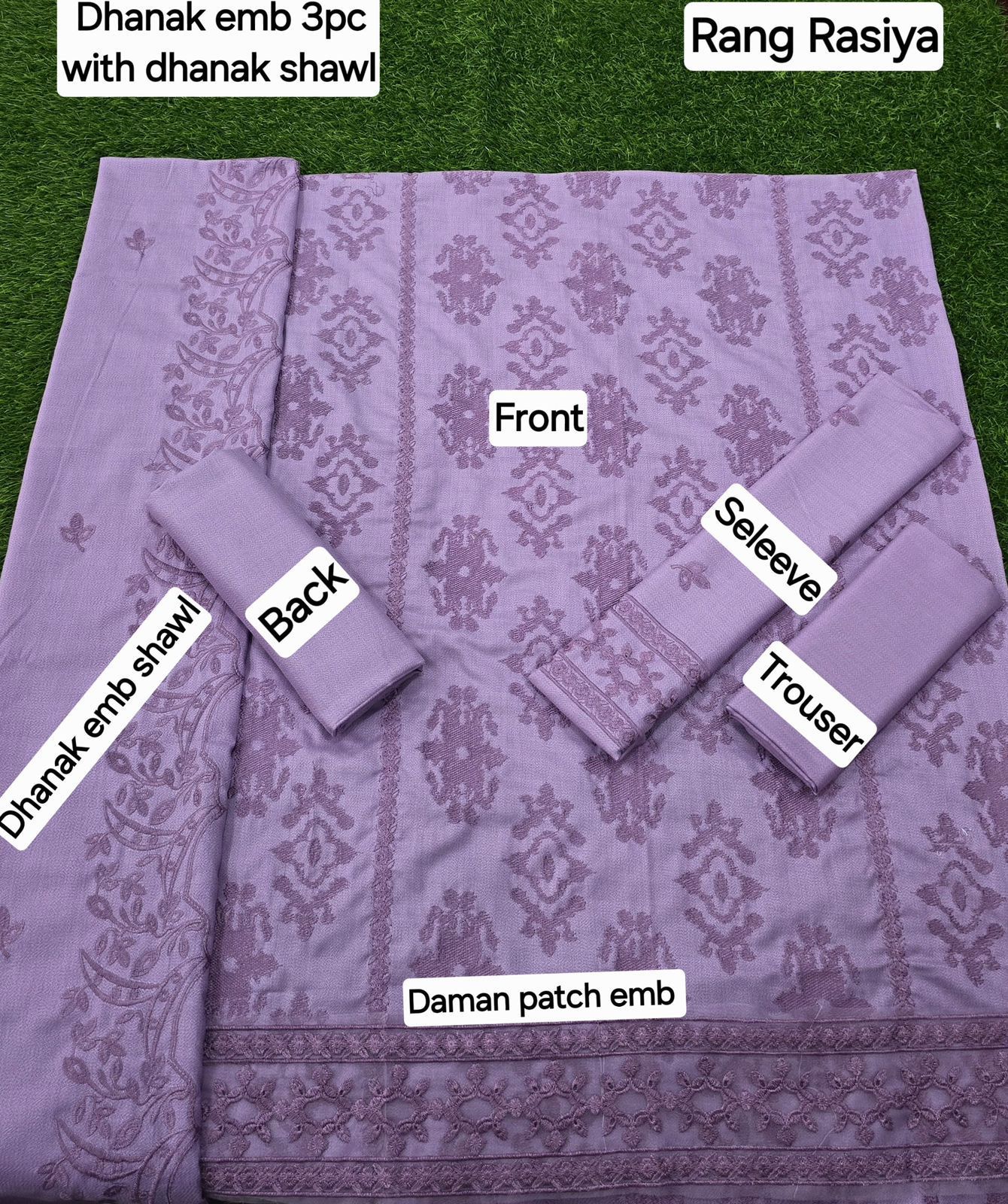 DHANAK EMB 3pc WITH DHANAK EMB DUPPATA