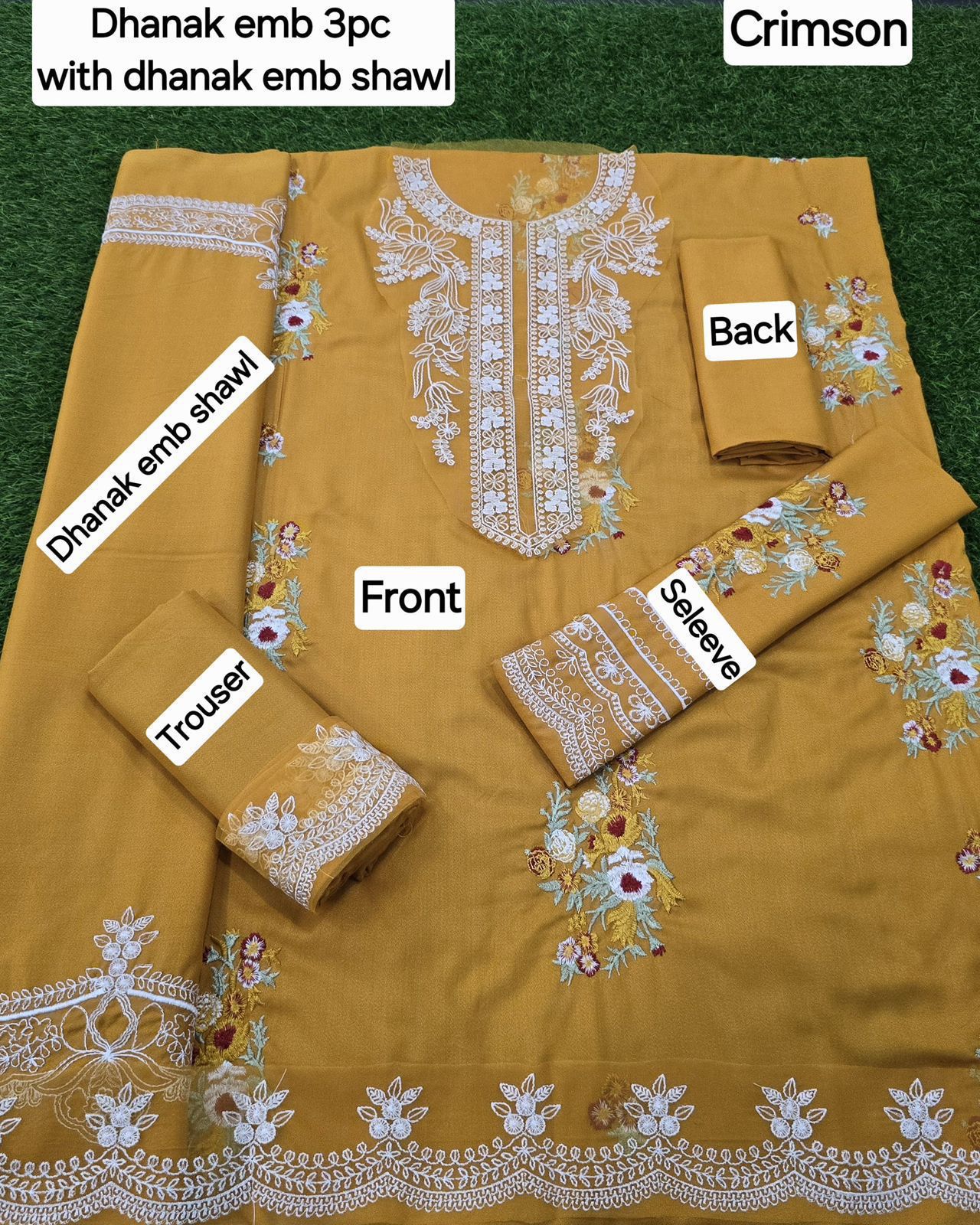 DHANAK EMB 3pc WITH DHANAK EMB DUPPATA