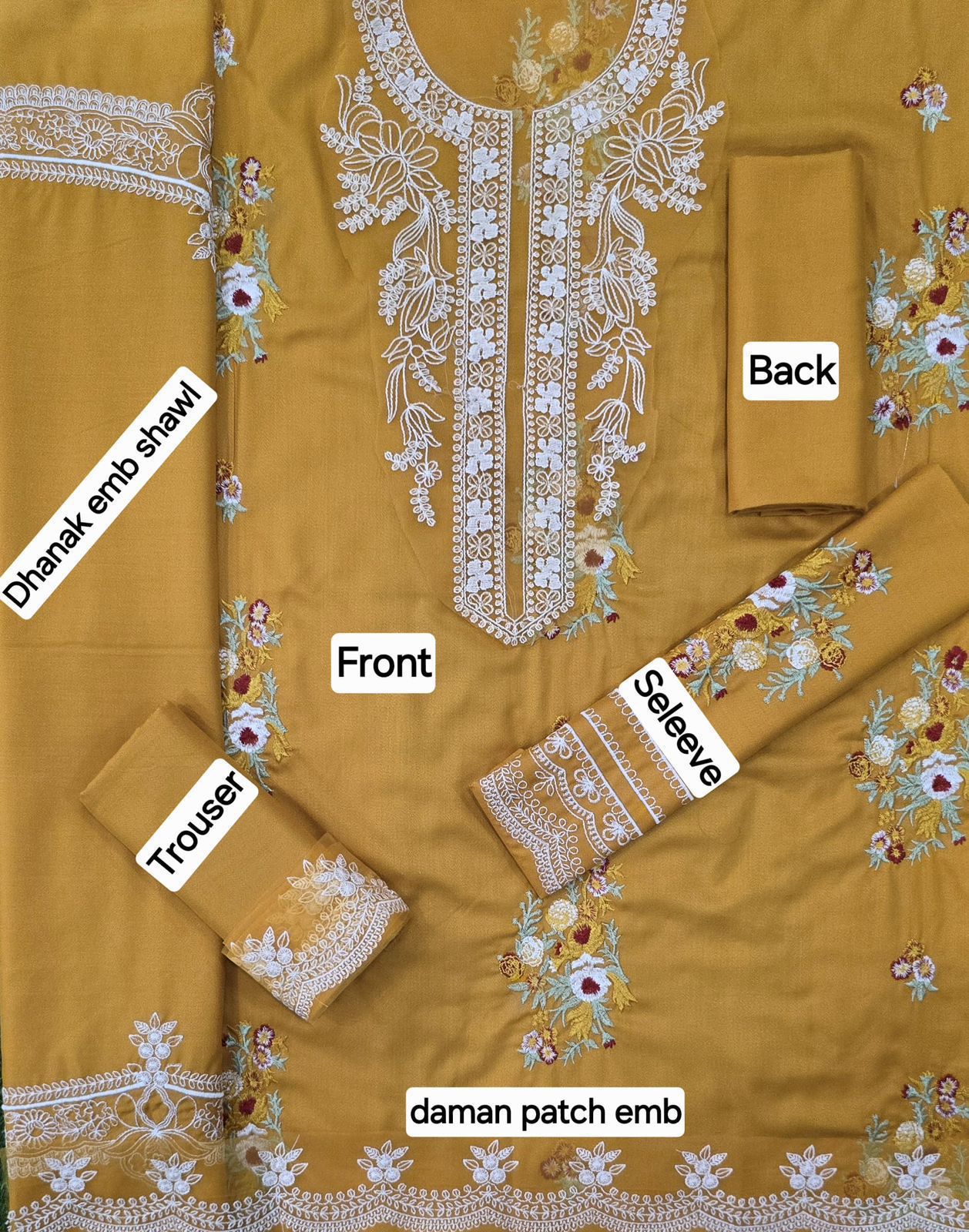 DHANAK EMB 3pc WITH DHANAK EMB DUPPATA